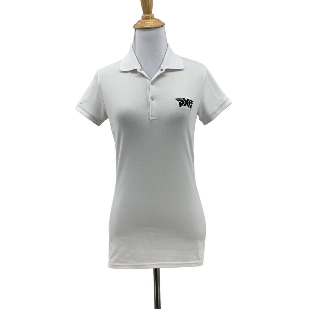 RLX Ralph Lauren PXG Golf Polo Shirt Womens XS White Three Snap Button Stretch